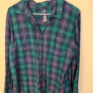St. John's Bay Green and Blue Plaid Shirt
